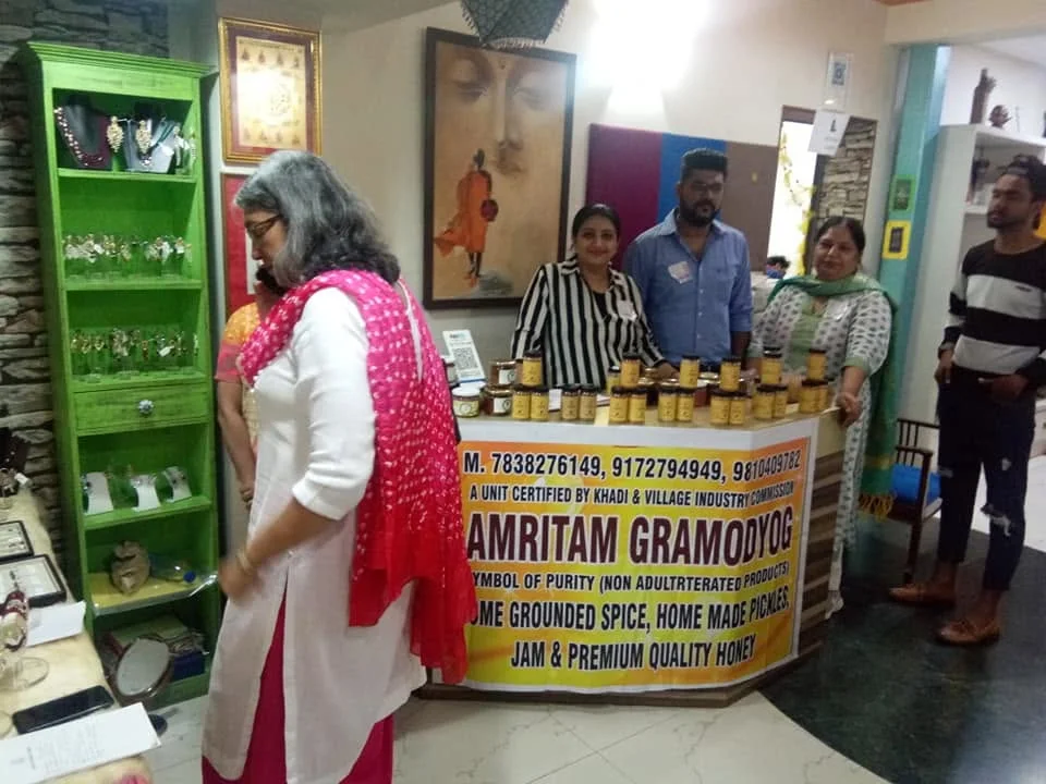 An Amritam Gramudyog stall at an Aumtara exhibition